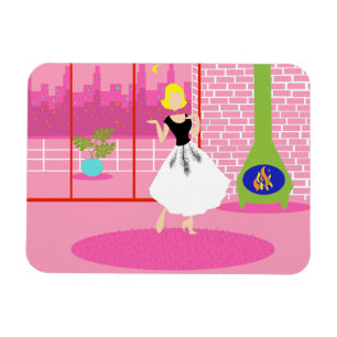 Íman Retro no ímã flexível rosa