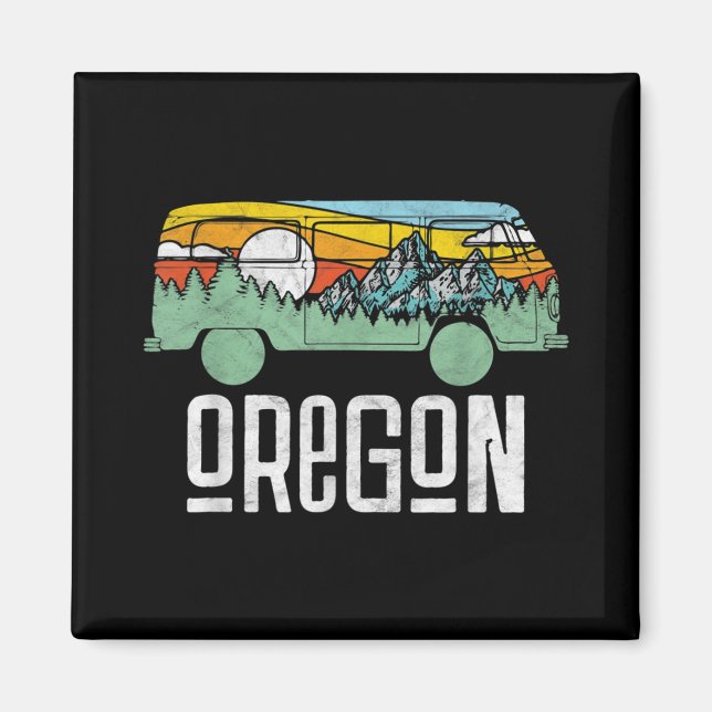 Íman Retro Oregon Outdoor Hippie Van Nature (Frente)