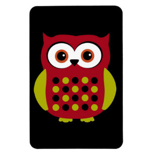 Íman Retro Owl em Vermelho