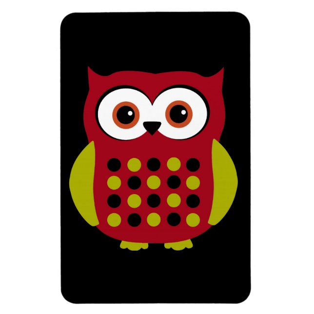 Íman Retro Owl em Vermelho (Vertical)
