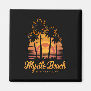 Íman Retro Palm Tree Sunset South Carolina Myrtle Beach