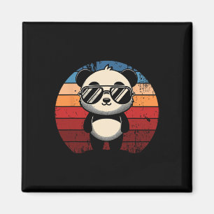 Íman Retro Panda Em Sungles Bbq Pool Party Panda Engraç