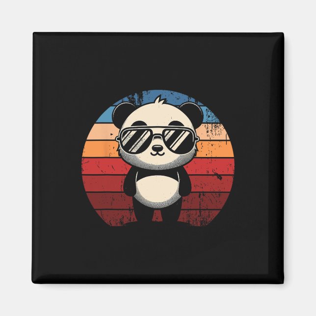 Íman Retro Panda Em Sungles Bbq Pool Party Panda Engraç (Frente)