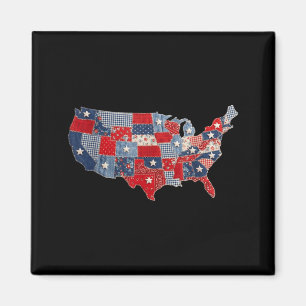 Íman Retro patriótico mapa dos eua remendado vintage am
