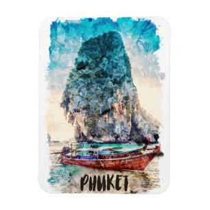 Íman Retro Phuket Tailândia — Pintura em Praia