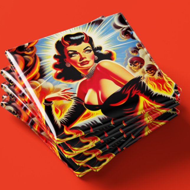 Íman Retro Pinup Diabólico (Criador carregado)
