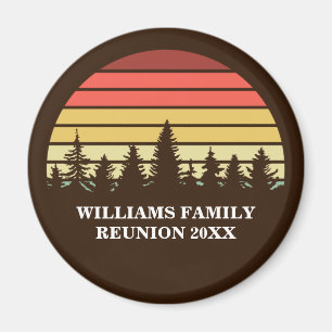 Íman Retro Pôr do Sol Marrom Floresta Personalizado