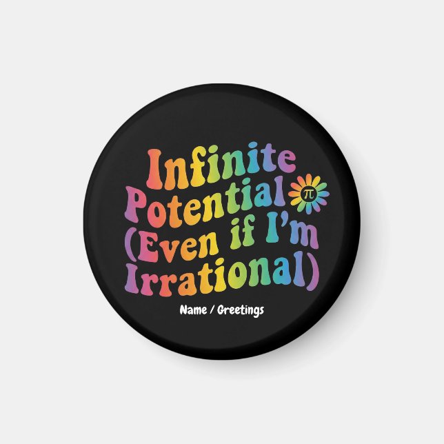 Íman Retro Potencial Infinito Dia do Pi Irracional Mate (Frente)
