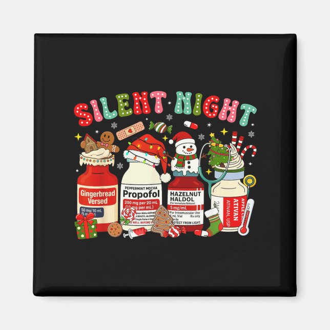 Íman Retro Profol Silent Night Icu Nurses Funny Merry C (Frente)