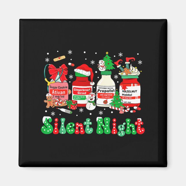 Íman Retro Profol Silent Night Icu Nurses Funny Merry C (Frente)