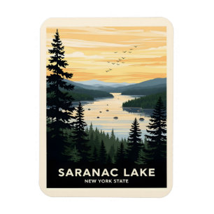 Íman Retro Saranac Lake Viagens em Nova York