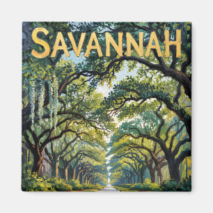 Íman Retro Savannah Georgia Van Gogh Oak Avenue Viagem