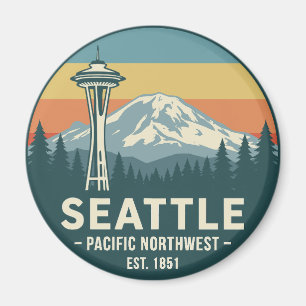 Íman Retro Seattle Pacífico Noroeste Mt. Rainier