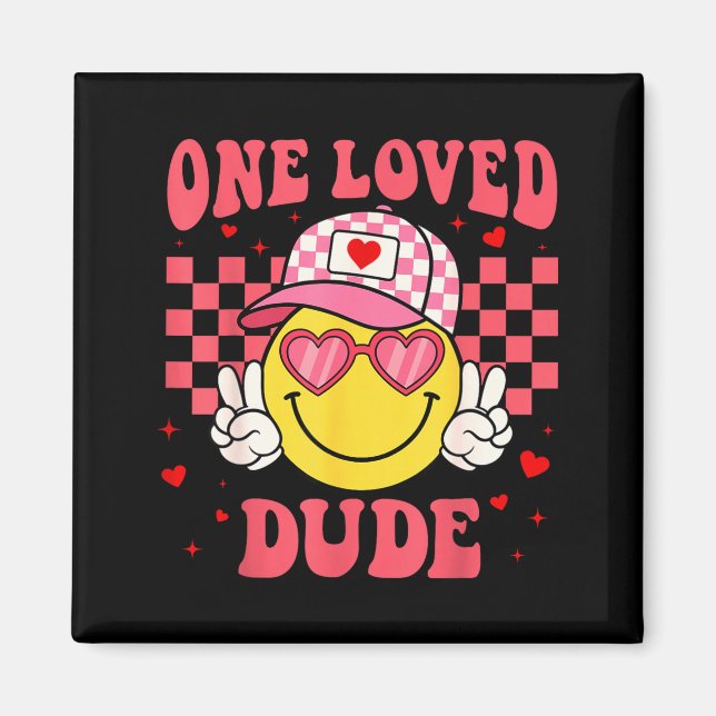 Íman Retro Smile Face One Loved Dude Valentines Day Men (Frente)