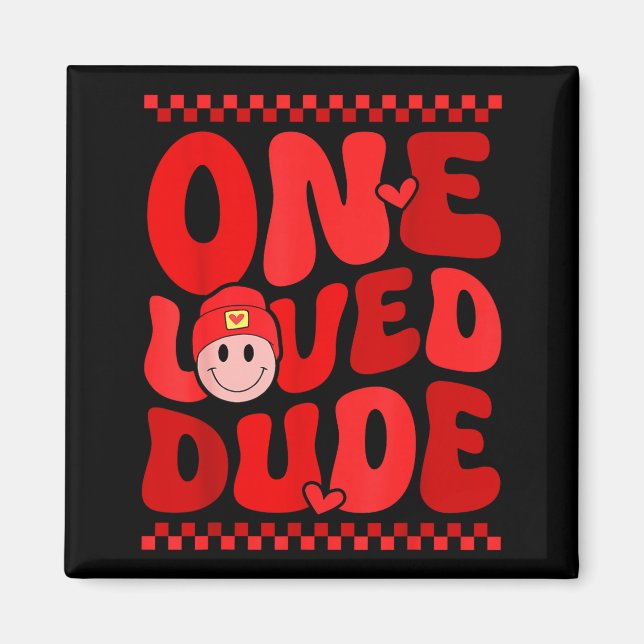 Íman Retro Smile Face One Loved Dude Valentines Day Men (Frente)
