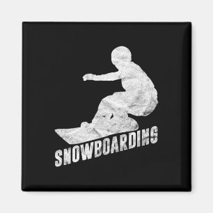 Íman Retro Snowboard Gift Snowboarder Silhouette Sno