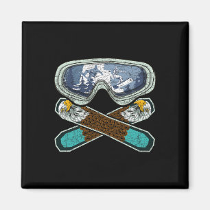 Íman Retro Snowboard Goggles Eagle Snowboarder Snowb