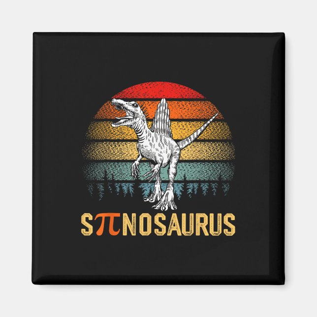 Íman Retro Spinosaurus Feliz Dia Pi (Frente)