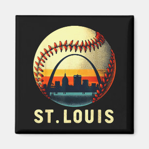 Íman Retro St Louis Beisebol Cidade Skyline Dia de Jogo