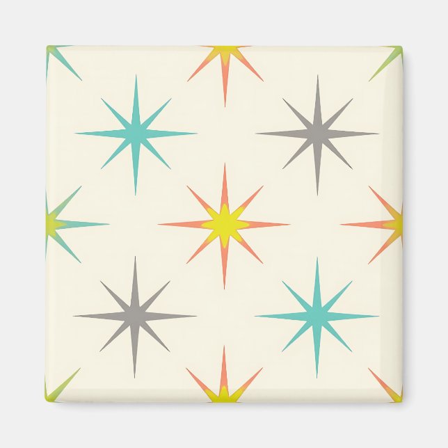 Íman Retro Starburst Mid-Century Pattern (Frente)