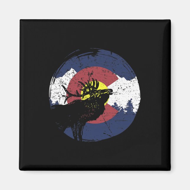 Íman Retro State Flag Colorado Rocky Mountains Skiing A (Frente)