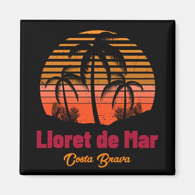 Íman Retro Sunset Lloret de Mar Férias de Espanha (Frente)