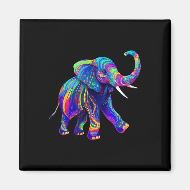 Íman Retro Synthwave anos 80 90 Elefante Tromba Acima C (Frente)
