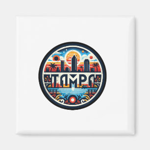 Íman Retro Tampa Florida - Tampa Bay Skyline F