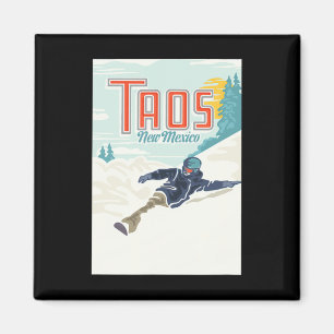 Íman Retro Taos Ski Valley Novo México Esquiando Snowbo