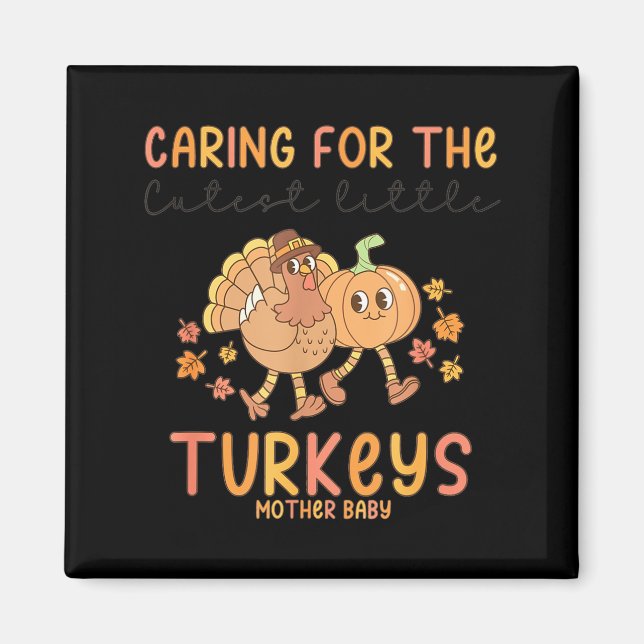 Íman Retro Thanksgiving Mother Baby Nurse Stpartum Mate (Frente)