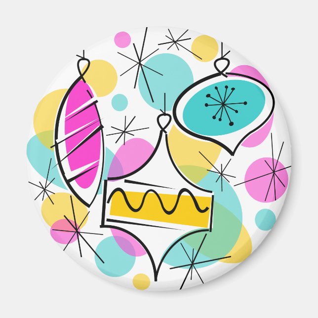 Íman Retro Tree Baubles com ímã (Frente)