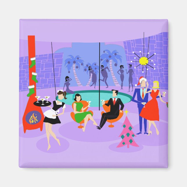 Íman Retro Tropical Natal Party Magnet (Frente)
