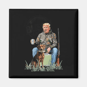 Íman Retro Trump Hunting Deer Funny Bebendo Beer Hunti