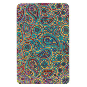 Íman Retro Turquoise Rainbow Paisley motif