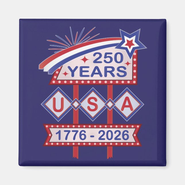 Íman Retro USA 250th Anniversary Marquee Sign 1776-2026 (Frente)