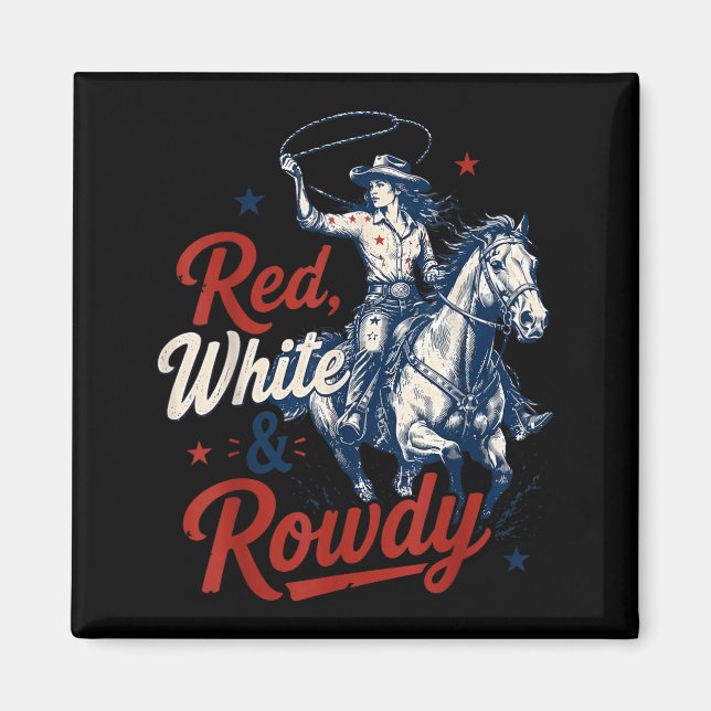 Íman Retro Vermelho Branco E Turbulento Rodeio De 4 De  (Frente)