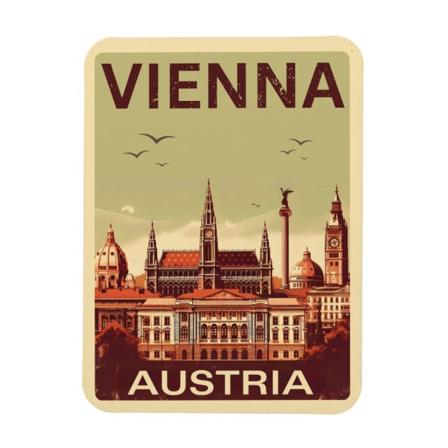 Íman Retro Viena cidade Áustria - presentes no horizont (Vertical)