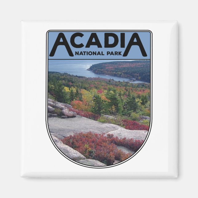 Íman Retro Vintage Acadia National Park Ilha Maine (Frente)
