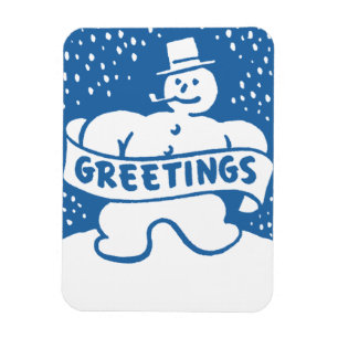 Íman Retro Vintage Boneco de Neve Feriado