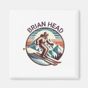 Íman Retro Vintage Brian Head Utah Ski Resort Winter Sk