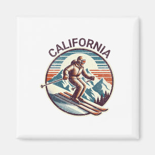 Íman Retro Vintage California Ski Resort Winter Skiing