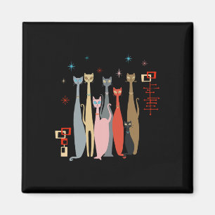 Íman Retro Vintage Cats do século Médio com aparência m