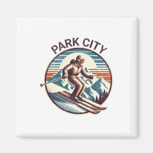 Íman Retro Vintage Park City Utah Ski Resort Winter Ski