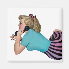 Íman Retro Vintage Pinup Girl no telefone