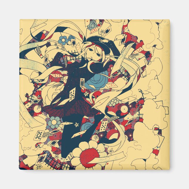 Íman Retro Vintage - Rosas Japoneses - Arte Gráfica (Frente)