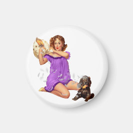 Íman Retro Vintage Travesseiro Fight Pinup Girl With Pu