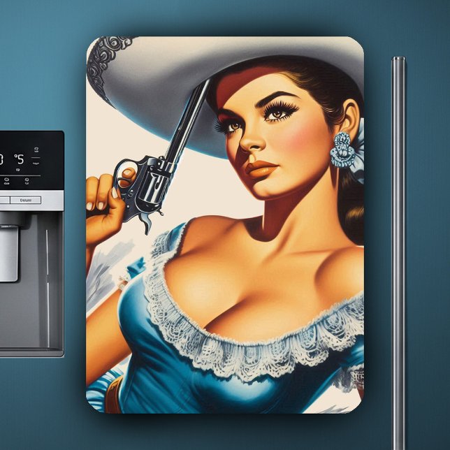 Íman Retro Wild West Pin-up (Criador carregado)
