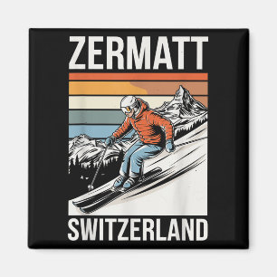 Íman Retro Zermatt Suíça Estação de Esqui, Diversão Alp