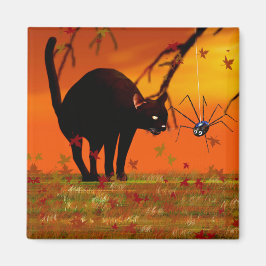 Íman Reunião de Halloween - Gato Negro e Aranha