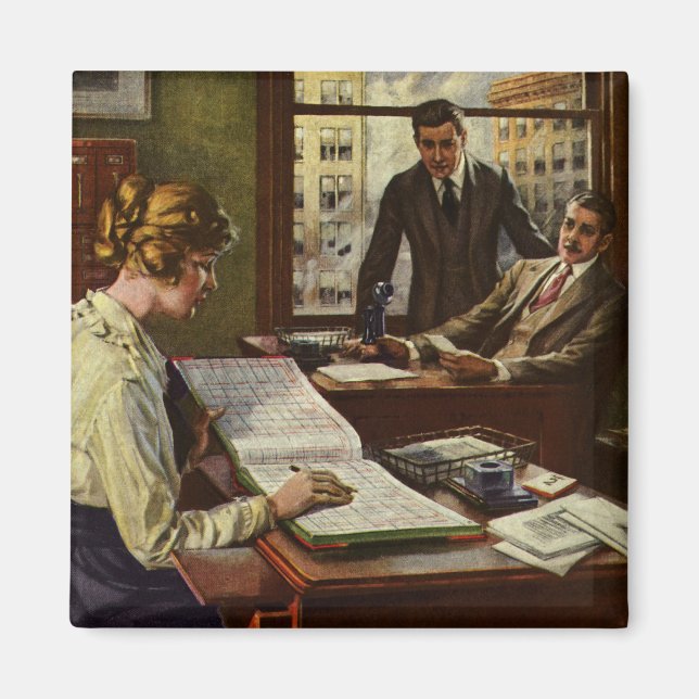 Íman Reunião Empresarial Vintage, Escritório com Execut (Frente)